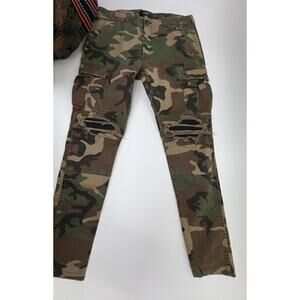 Men's Amiri Green Camouflage Print Cargo Pants Size 33
